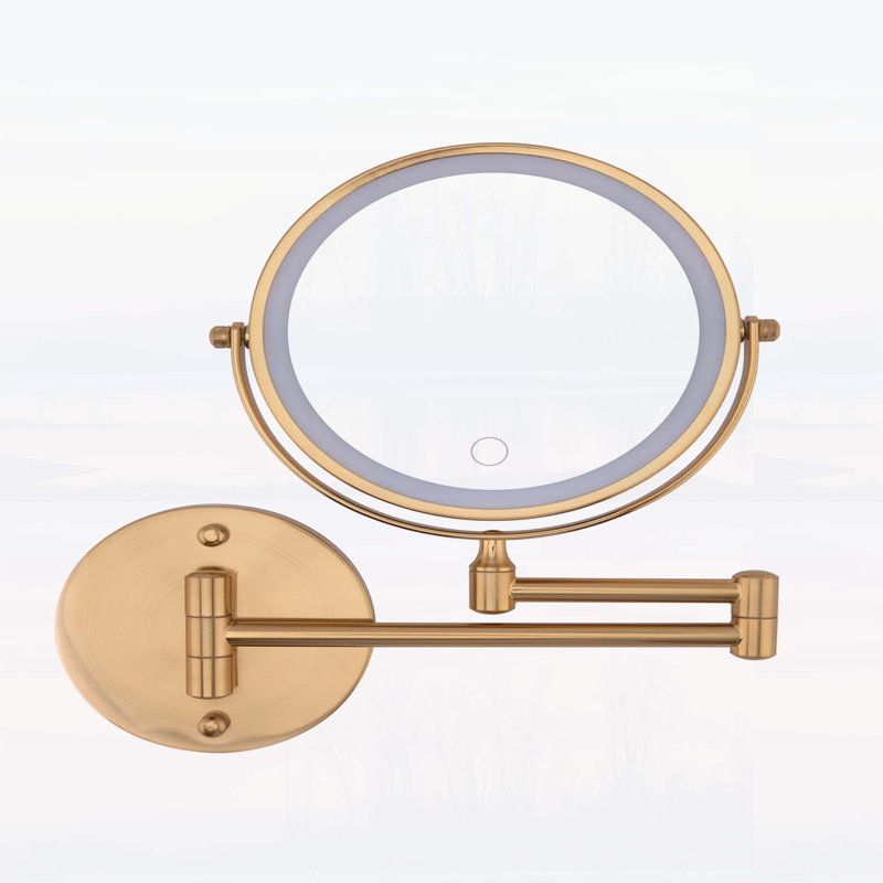 Miroir de maquillage mural rechargeable avec 8 pouces de grossissement 1X / 10X, rotation à 360 ° et lumières DEL réglables