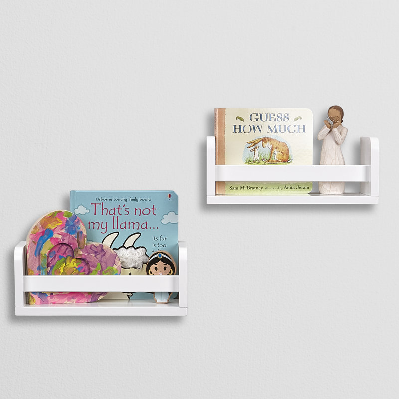 RiverRidge Kids Book Nook Cubby Toy and Art Storage Cabinet with Bookshelf, Drawers, and Hooks - White with 2 10" Floating Bookshelves