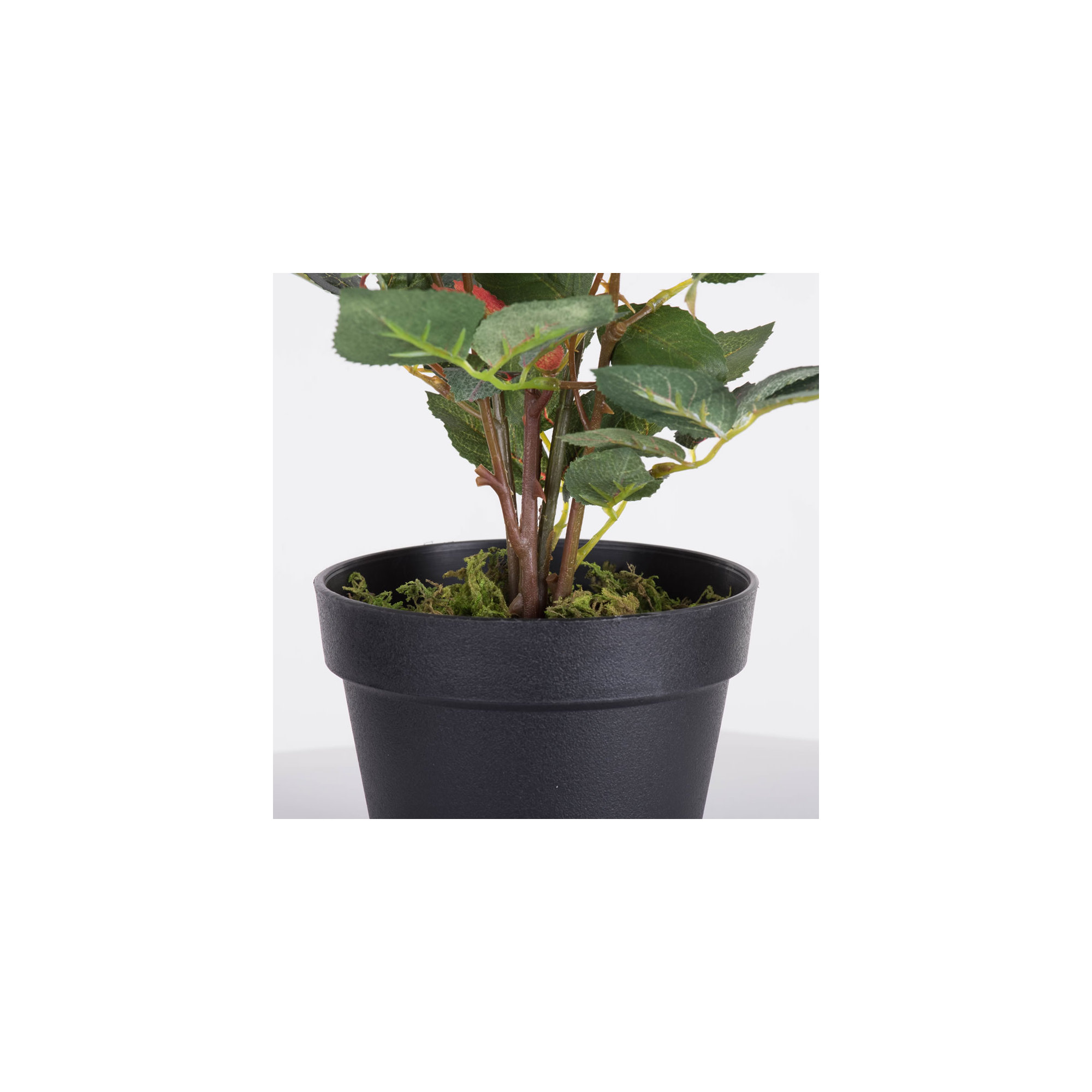 21" Artificial Yellow Rose Plant in Pot, Red