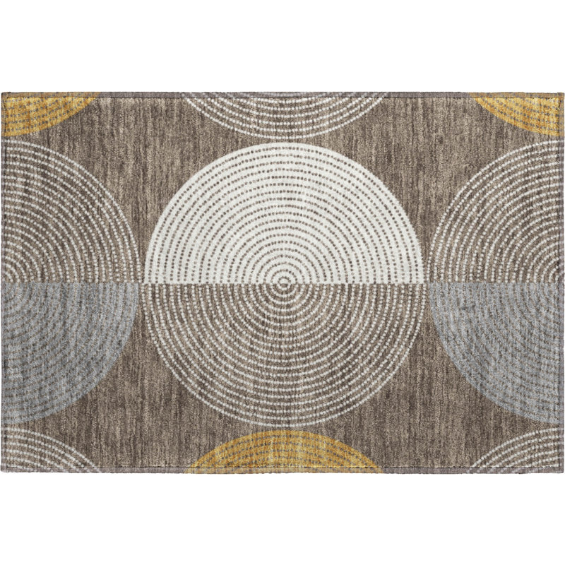 Premium Machine Washable Mayfield AMF2281 Geometric Rug, 1'8" x 2'6", Brown