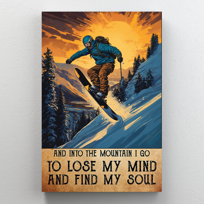 Snowboard et dans la montagne, H 20 po x l 16 po x P 1,25 po