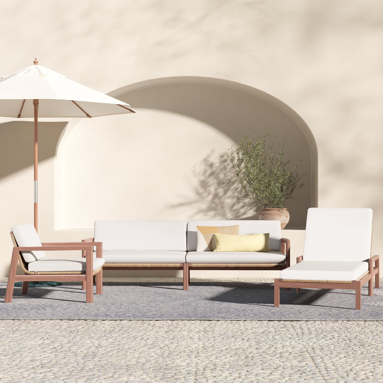 Nicholson Eucalyptus 4 - Person Patio Conversation Set with Cushions