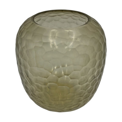 10" Decorative Handmade Glass Light Smoke Patterned Vase