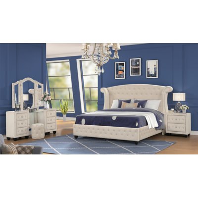 Ensemble de chambre avec grand meuble-lavabo en cristal 4 pièces SOPHIA