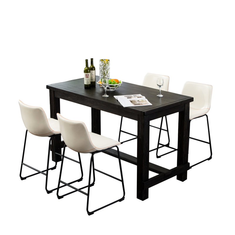 Counter Height Dining Table And Chairs :, Rectangular, With Brown Table: 4 & Rectangular Shape, White