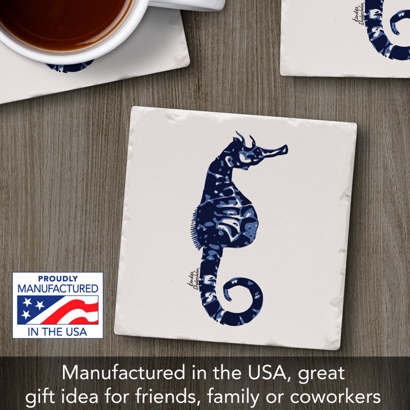 Sous-verre simple à carreaux Indigo Seahorse Créez votre propre collection