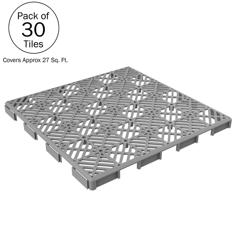 Carreau de terrasse à emboîtement 11,5 po x 11,5 po, Gris