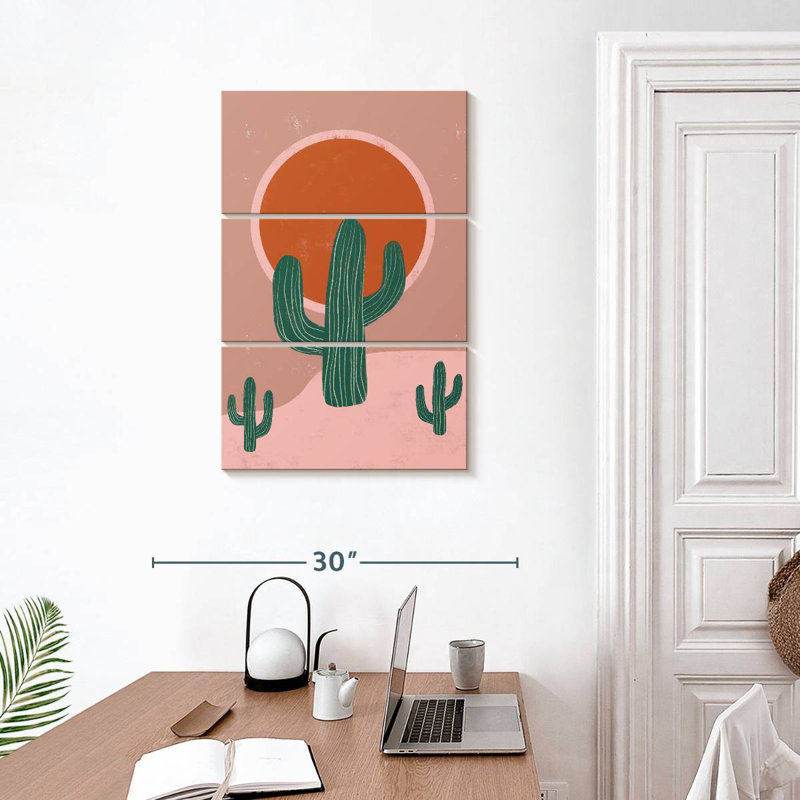 Harnek cactus et coucher de soleil, H 32 po x l 20 po