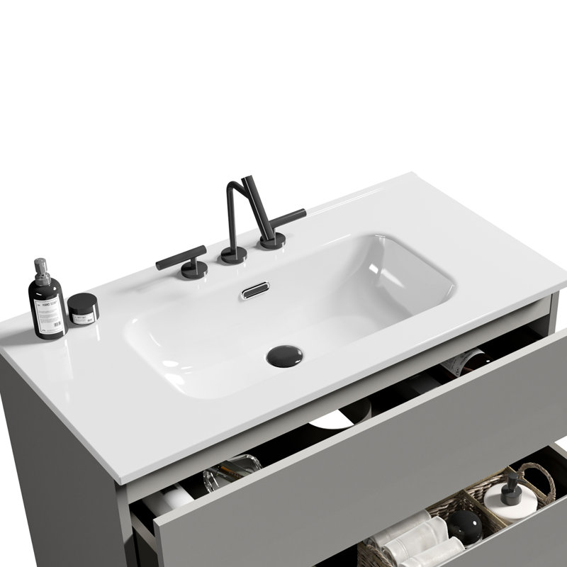 Glossy White Ceramic Basin, Seamless Integration White Construction, Long - Lasting