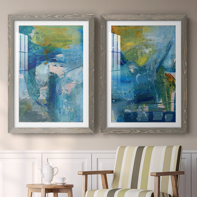«Spring Winds III», reproduction encadrée de qualité supérieure, prête à être accrochée, H 31,5 po x l 88 po x P 1,5 po, gris