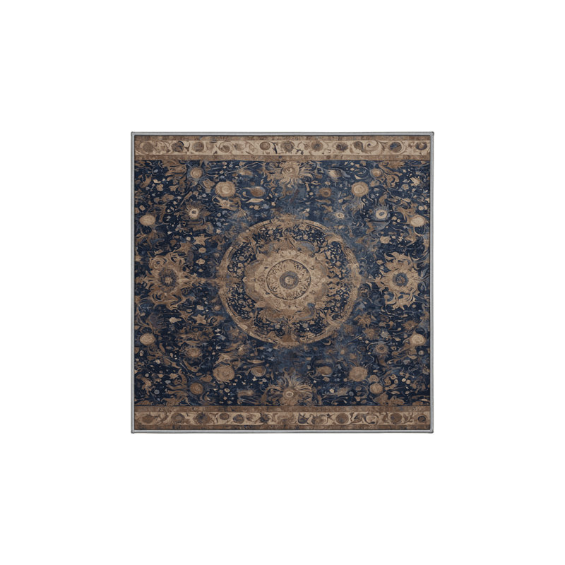 Machine Washable Gray Area Rug, Square 8'
