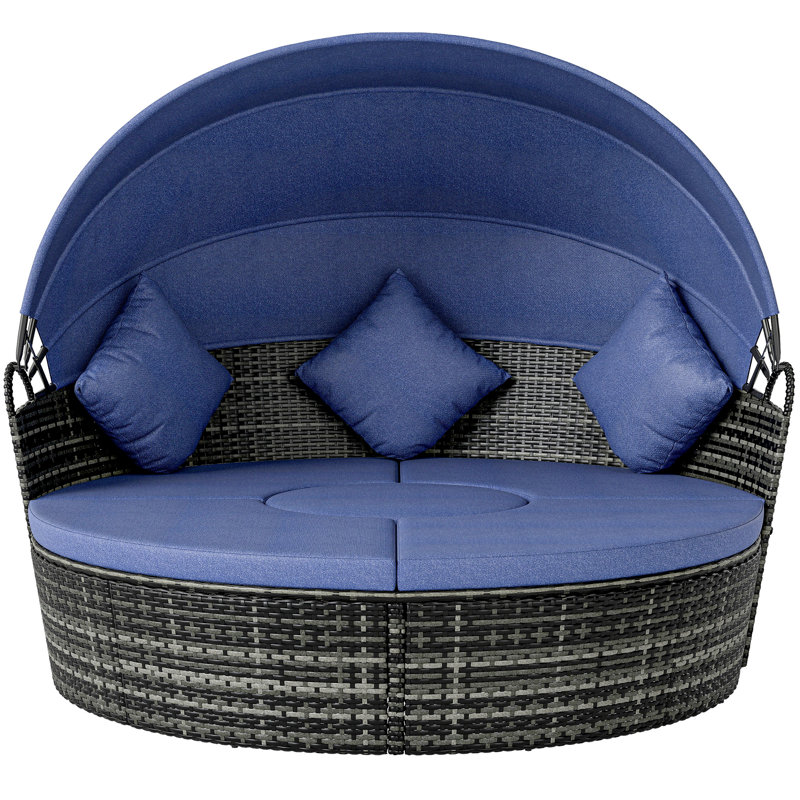 Riggleman 68.9'' Wide Curved Metal Patio Daybed with Cushions