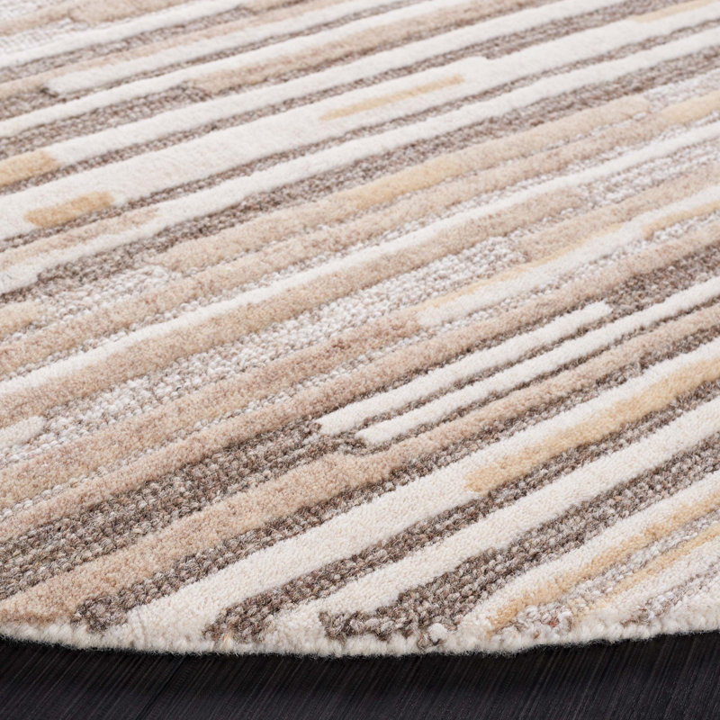 Martha Stewart 300 Hand Tufted Wool/Cotton with Latex Abstract Rug in Brown/Beige, Round 6'