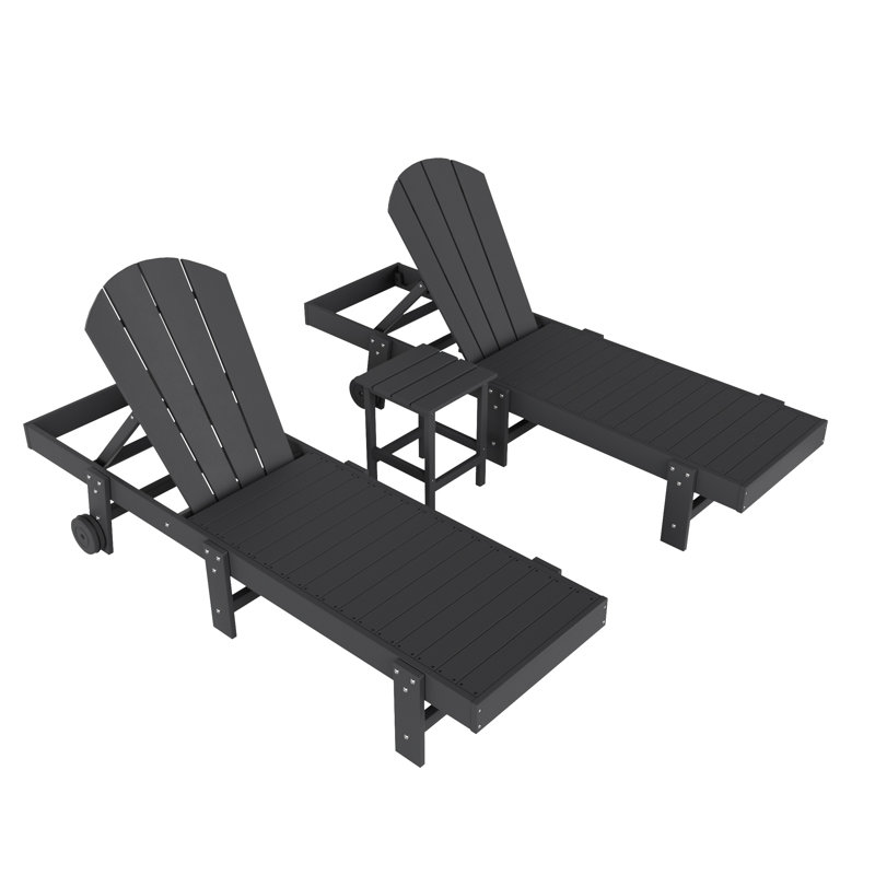 Ensemble de chaises longues inclinables extérieures en poly Lagune, gris