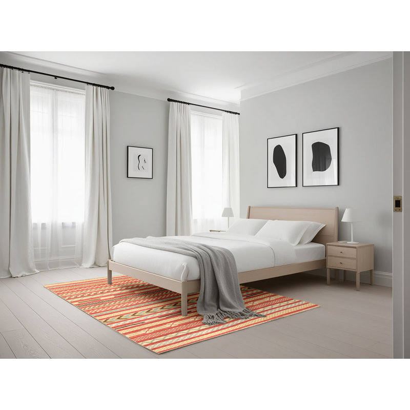 Wool Abstract Indoor Rug, Rectangle 5' x 7'