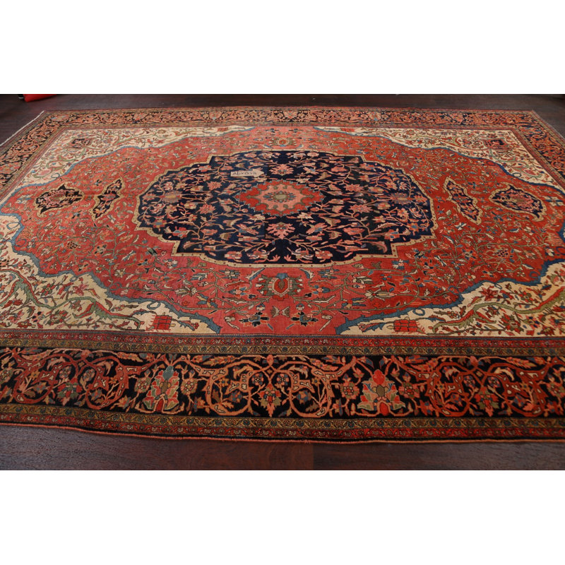 One-of-a-Kind 8'10" X 12'2" 1900s Wool Area Rug in Red