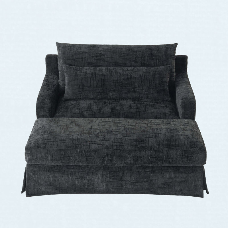59.5" Chenille Sofa Bed Loveseat with Cushions, Black
