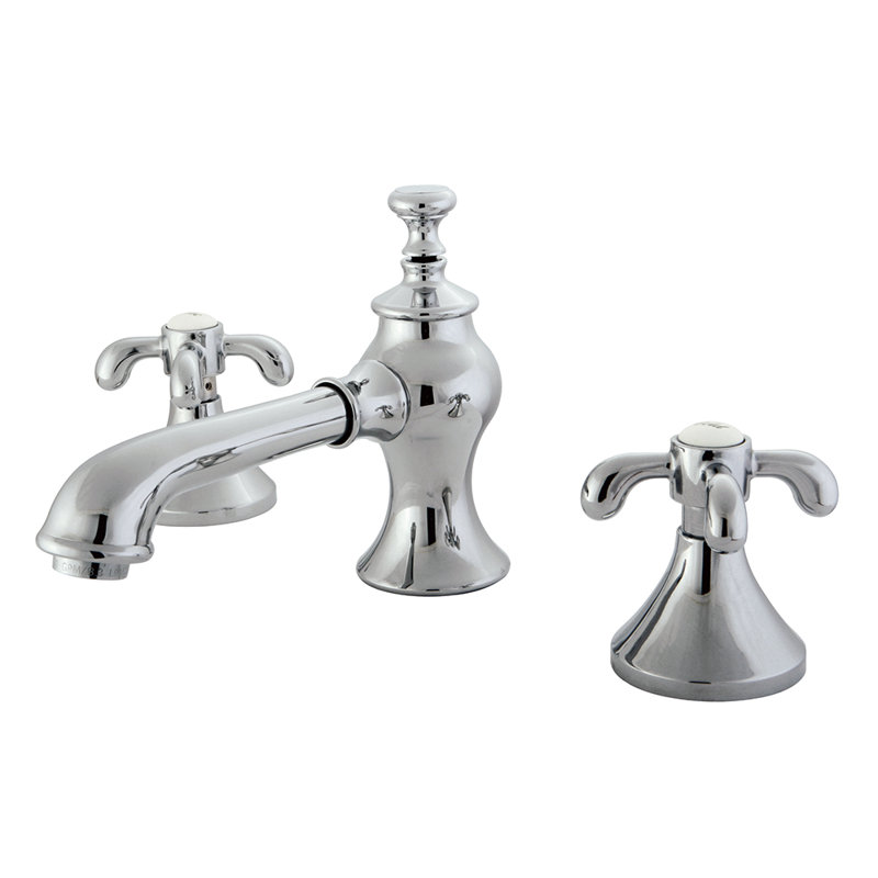 Robinet de salle de bain espacé à 2 poignées et 3 poignées à fixation sur le comptoir avec bonde escamotable en laiton Kingston