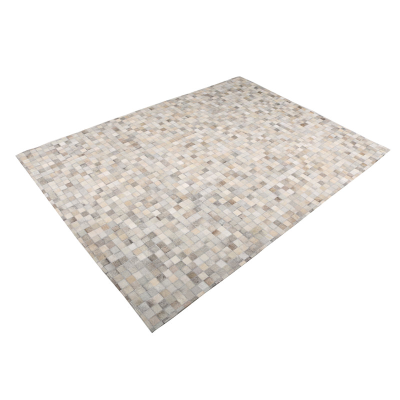 Tapis gris clair en peau de vache Meer, Rectangle 5 pi x 7 pi