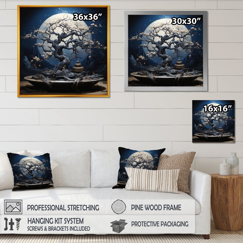 «White Bonsai Serenade 1», art mural blanc, Noir, H 30 po x l 30 po