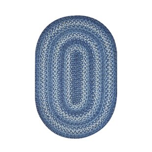 Homespice Juniper 4x6' Blue Oval Braided Rug, Washable Rug for Dining Room,  Living Room, Bedroom Rugs 