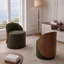 Fauteuil d'appoint rembourré vert tonneau avec dossier en bois courbé-306871878