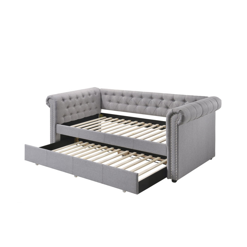 Justice Smoke Gray Fabric Daybed W/Trundle (Twin)