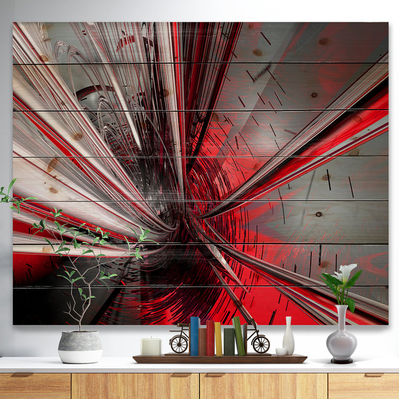 « Fractal 3D Deep into Middle » - Impression d'art graphique, H 36 po x l 46 po, Impression encadrée, Bois