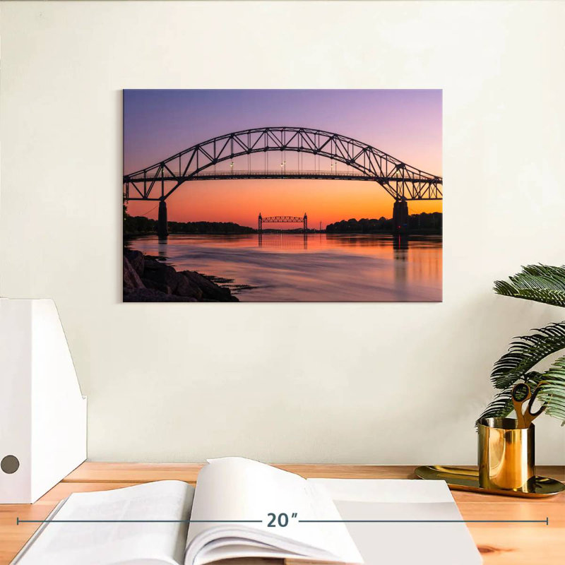 Coucher de soleil sur le pont Bourne, H 8 po x l 12 po