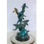 Sculpture nifao en forme de dauphin en bronze - formation de dauphins en spirale avec patine bleu-vert et accents de bronze poli - statue de vie marine en fonte de cire perdue fabriquée à la main sur base 14 po x 16 po x H 35 po