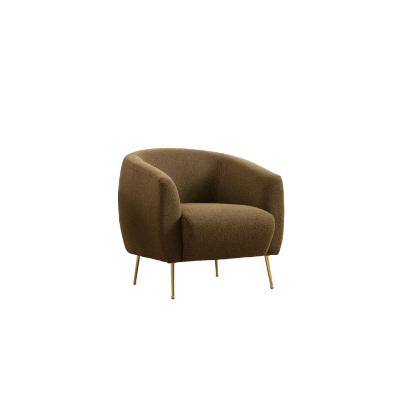 Élégant fauteuil à oreilles avec pieds en métal doré, tissu vert, 27,6 po x 32,3 po x 32,3 po | Structure en bois de hêtre et en carton, revêtement 100% polyester, coussins en mousse souple et plumes | Comprend un oreiller nettoyable à sec, parfait pour le salon
