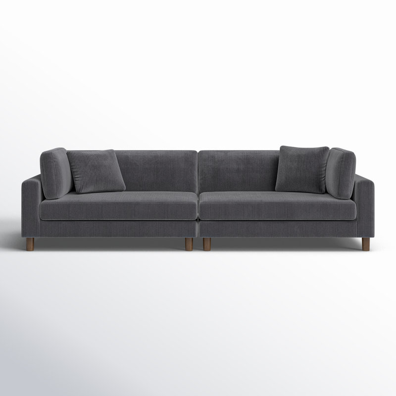 Assel 116'' Corduroy Sofa, Gray