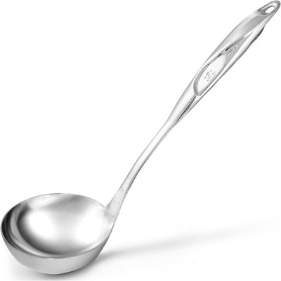 Zulay Kitchen 12-inch Stainless Steel Ladle with Comfortable Grip Handle - Premium Heavy Duty Metal Ladle
