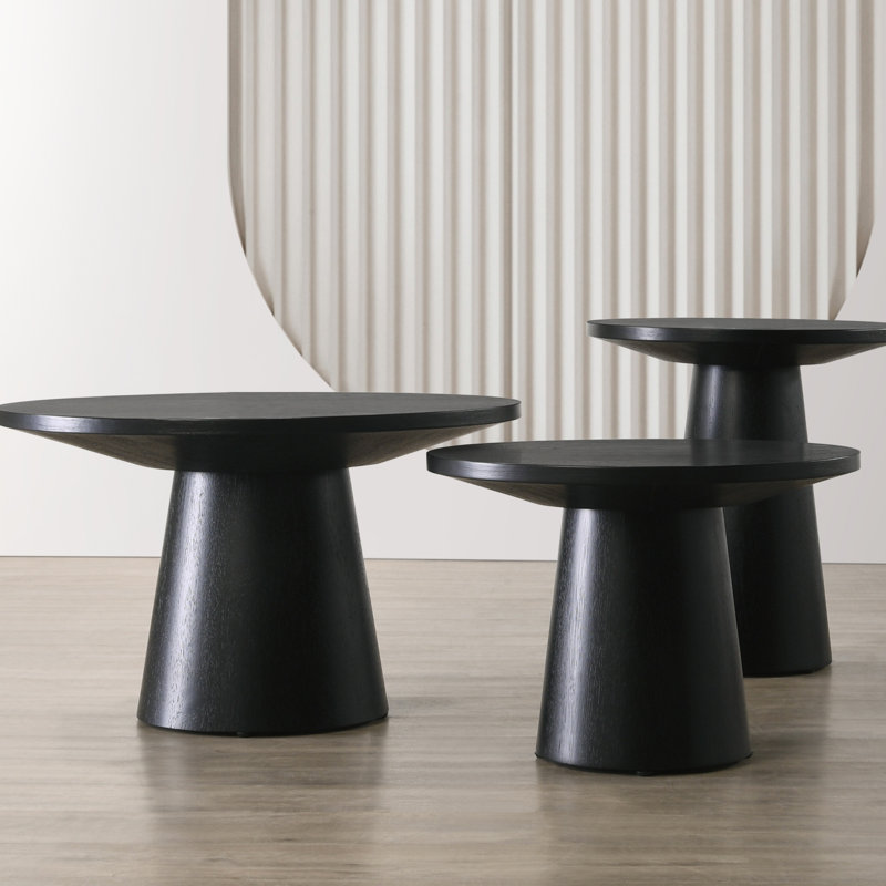 Ensemble de table basse, de bout et de console 3 pièces avec base à piédestal