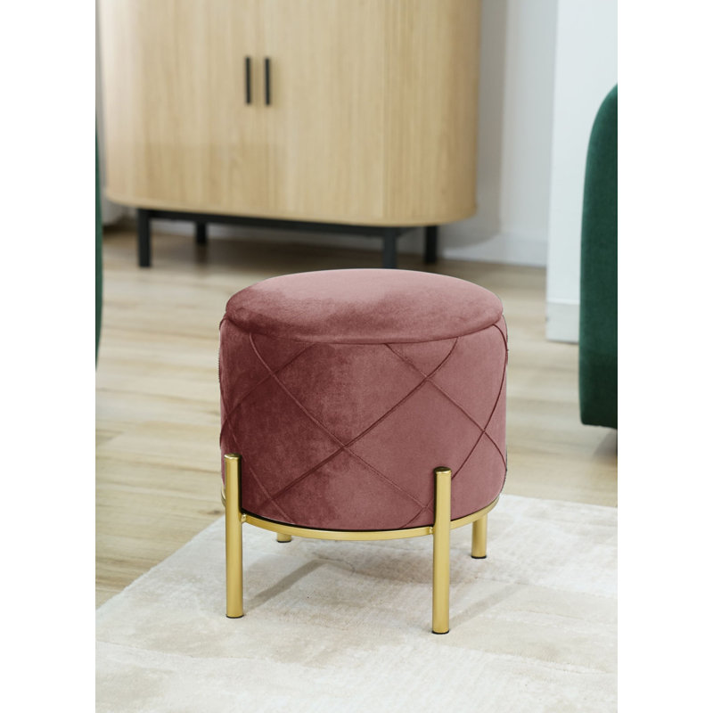 Ajhane 37cm Wide Velvet Tufted Circle Pouffe Ottoman with Storage