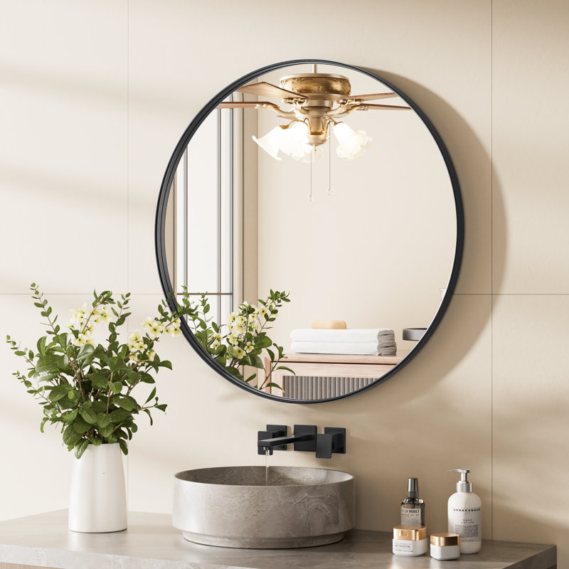 Miroir mural Alauni , 24 po x 24 po, Noir