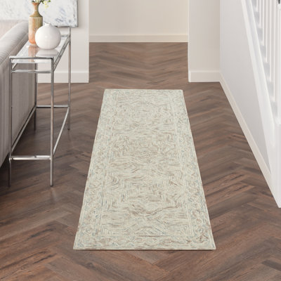 Tapis bohémien bleu ivoire Farhaad 2 pi 3 po x 7 pi 6 po