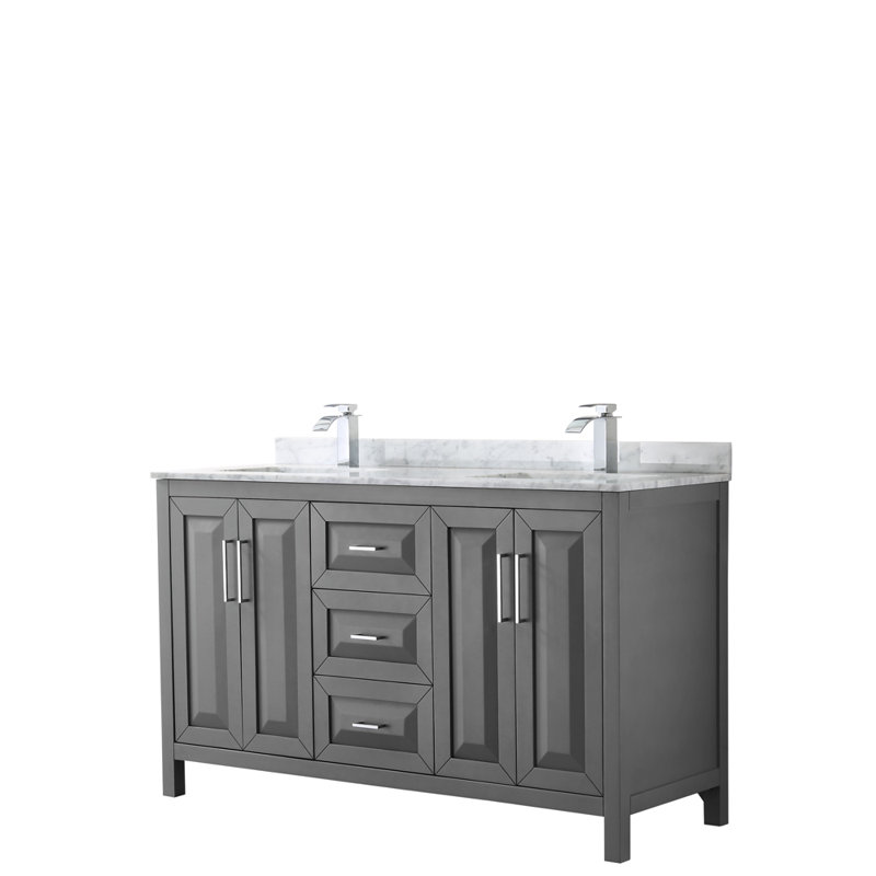 Daria 60'' W Double Vanity, Carrara Cultured Marble, Dark Espresso, Polished Chrome