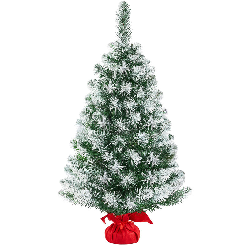 Green Spruce Flocked/Frosted Christmas Tree, 2' H, Not Pre-Lit