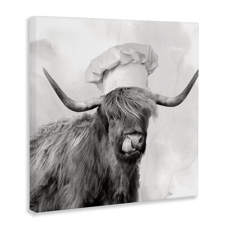 Kitchen Chef Cattle Canvas, design by Nan, 17" H x 17" W