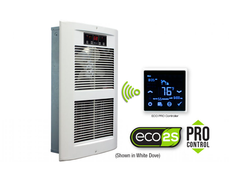 Chaufferette murale Lpw Eco2S 120V 2750W avec contrôleur programmable Eco Pro 7 jours, colombe blanche