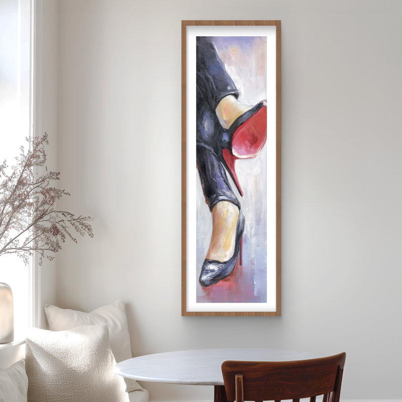 «Crossed Legs and High Heels - Red Fashion», reproduction encadrée