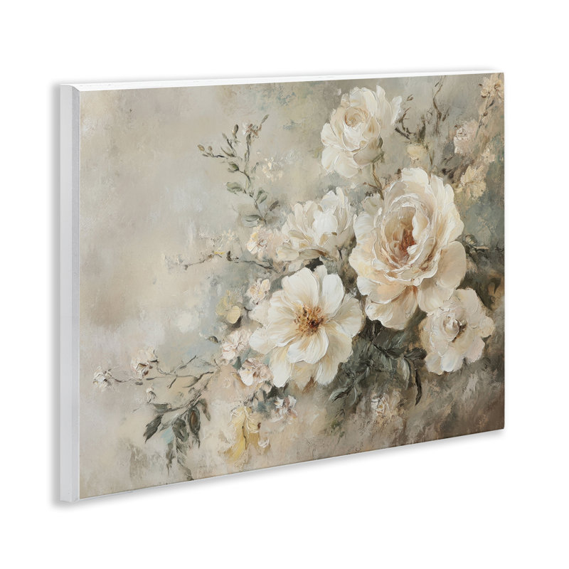  "Beige Faded Florals", art mural par Petal Prints Design