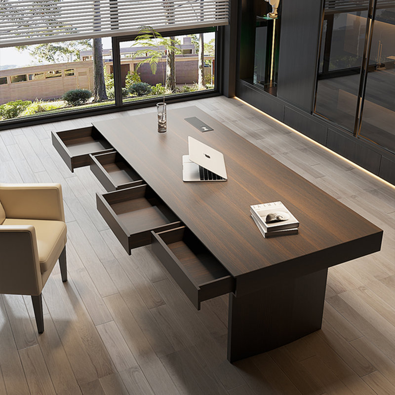 Bureau de direction moderne de style italien en chêne fumé, H 29,53 po x l 78,74 po x P 31,5 po