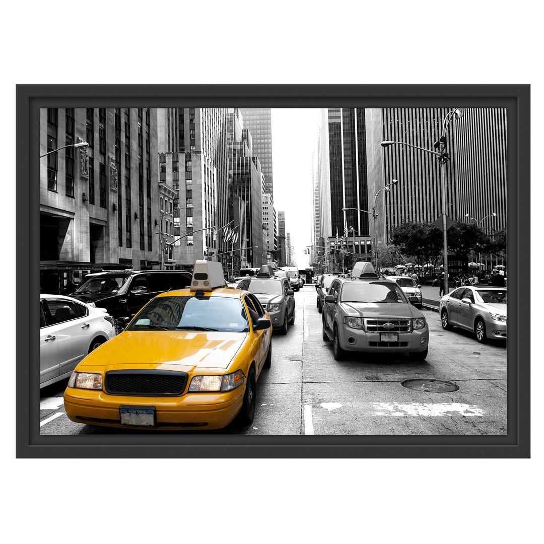 Gerahmtes Wandbild Gelbes Taxi in New York