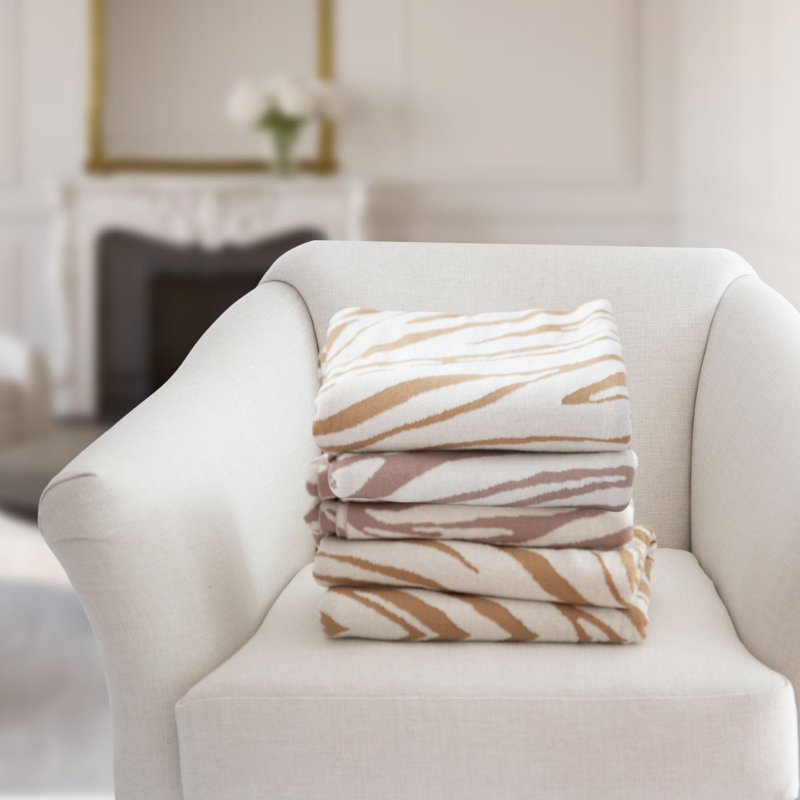 Knitted Throw Blanket, Oyster