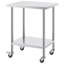 Table de travail en acier inoxydable 61 x 76 x 97 cm, équipée de 4 roulettes, 3 niveaux de hauteur réglables, table de préparation alimentaire robuste pour cuisines professionnelles et restaurants, argent-139081675