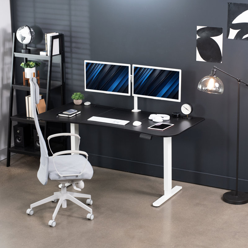 VIVO Electric 63" x 32" Stand Up Desk, E2B1B series, Black/White