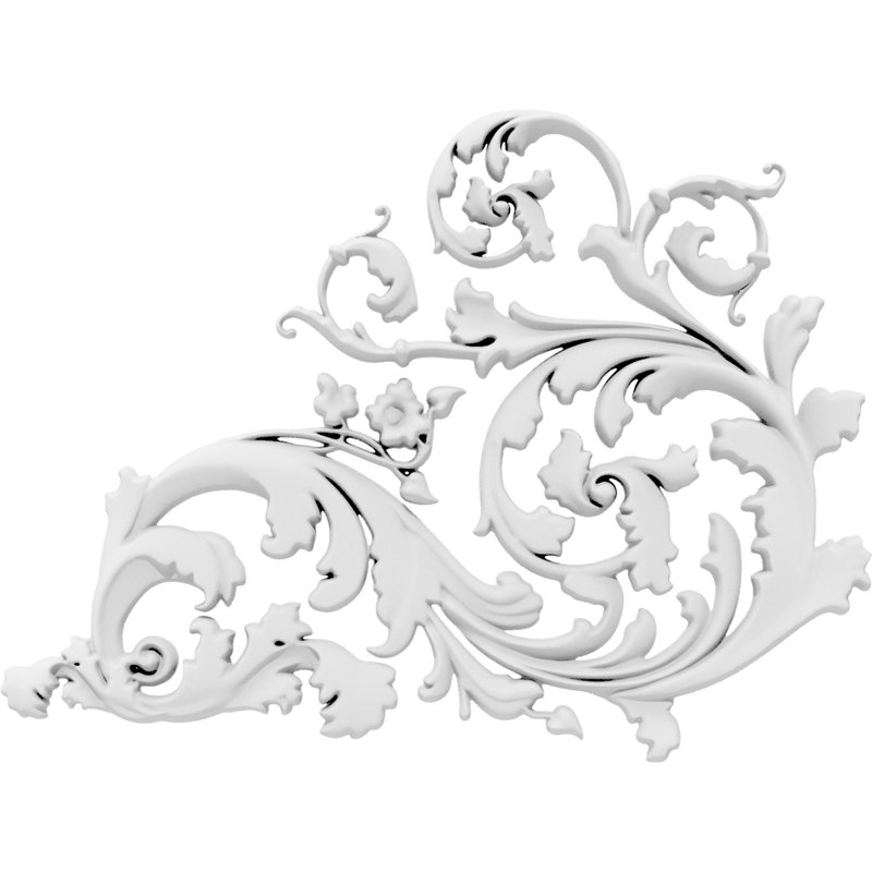 Fairfield H W D Composite Rosette Applique, 5,25" H x 7" L x 0,5" D, Droite