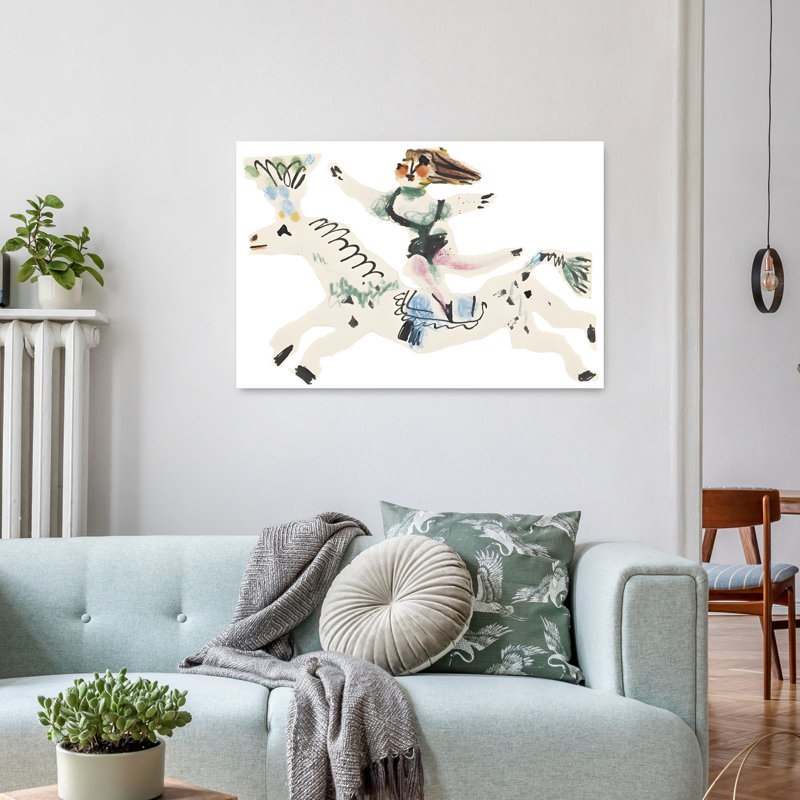 «Whimsical Horse Ride Playful Whimsical Contemporary», reproduction d'art murale, H 24 po x l 36 po